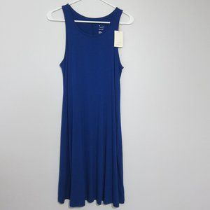 A New Day Tank Dress S Blue Sleeveless Knit Scoop Neck Rayon Knee Length New